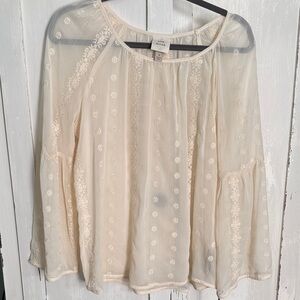 Knox Rose Cream Embroidered Peasant Blouse